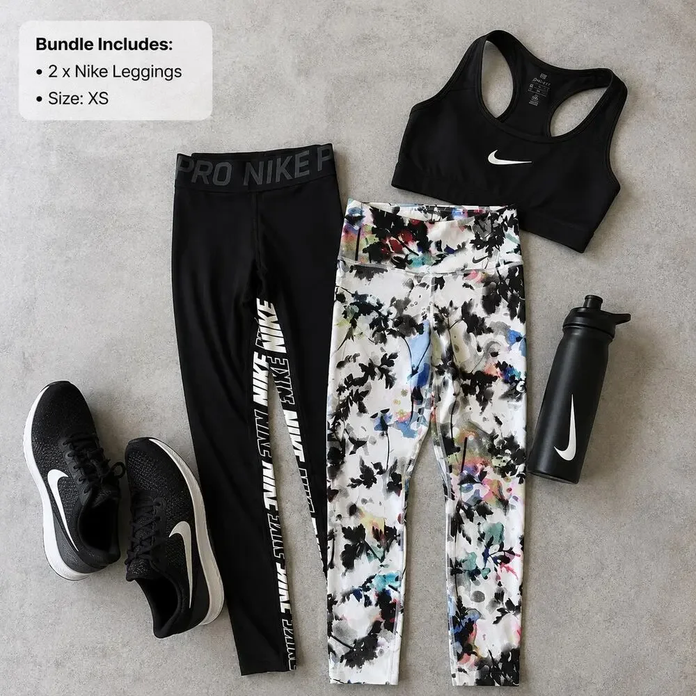 Nike Leggings Bundle XS | 2 Pair Athletic Workout Leggings Gym Lift Pilates Yoga
